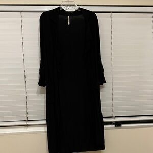 Elegant Black Women's Linen draped outerwear